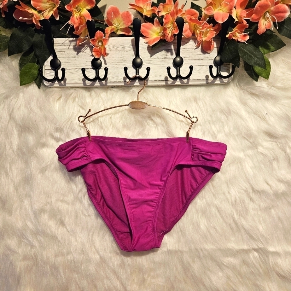 Ruched Raspberry Bikini Bottoms